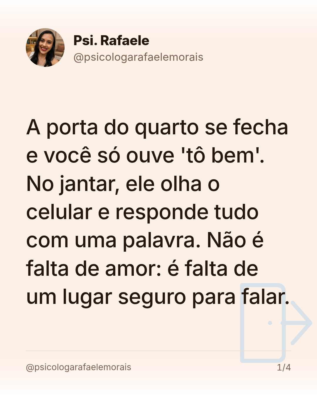 A porta do quarto se fecha e você só ouve 'tô bem'. No jantar, ele olha o celular e responde tudo com uma palavra. Não é falta de amor: é falta de um lugar seguro para falar.